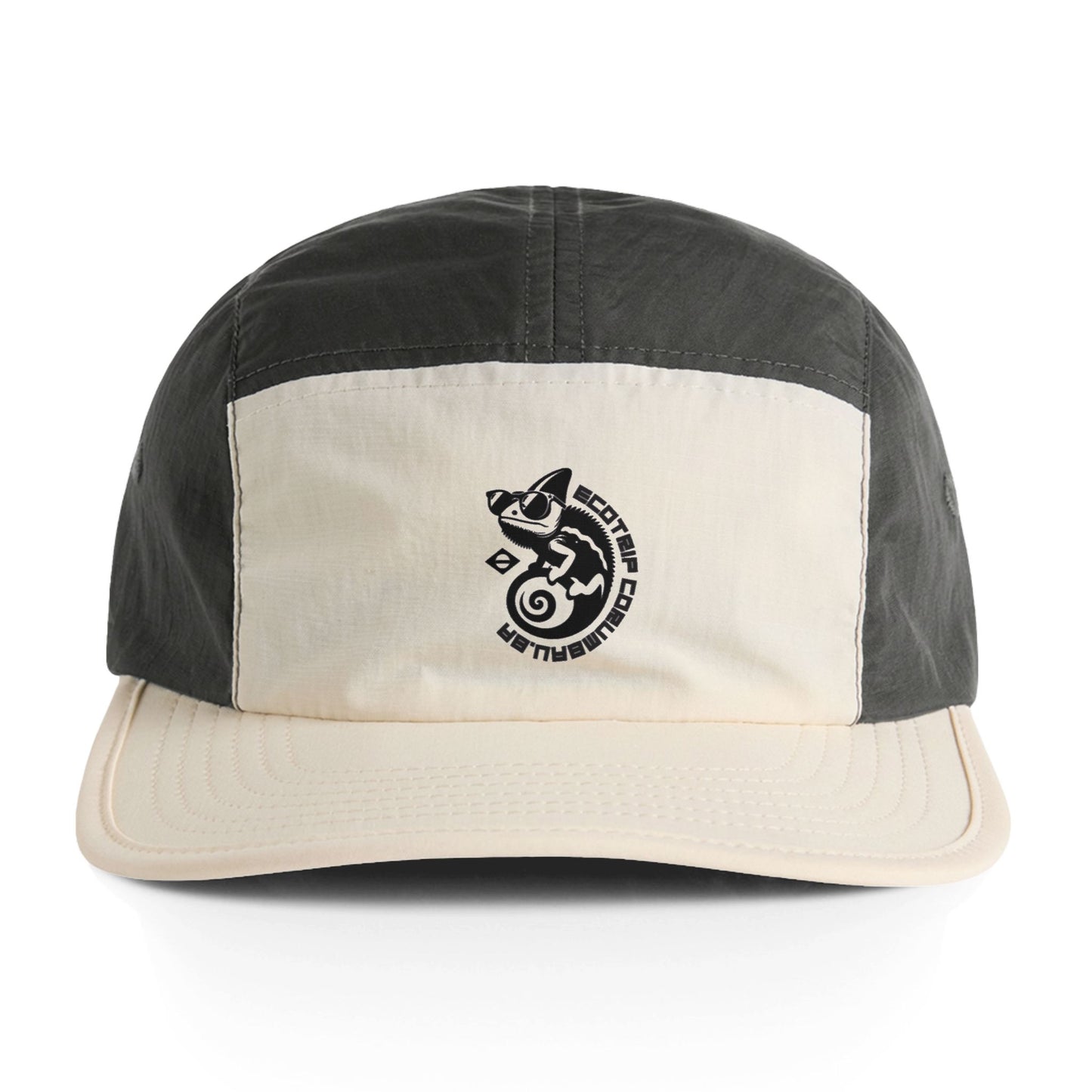 Two-Tone Nylon Cap — Embroidered Chameleon Logo Camp Hat
